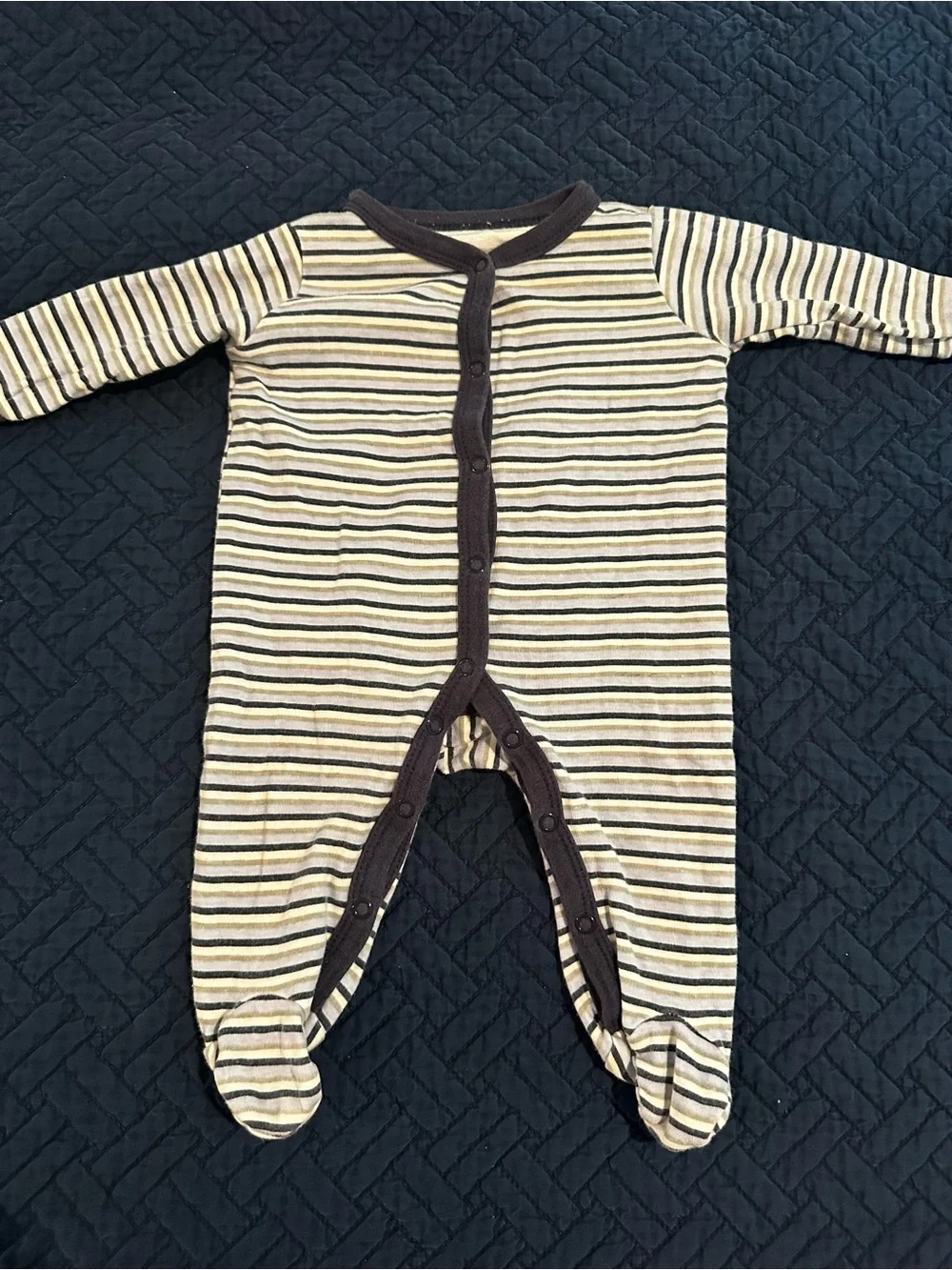 Striped Blue & Brown Footed Baby Cotton One-Piece Play and sleep size 0-3 Months
